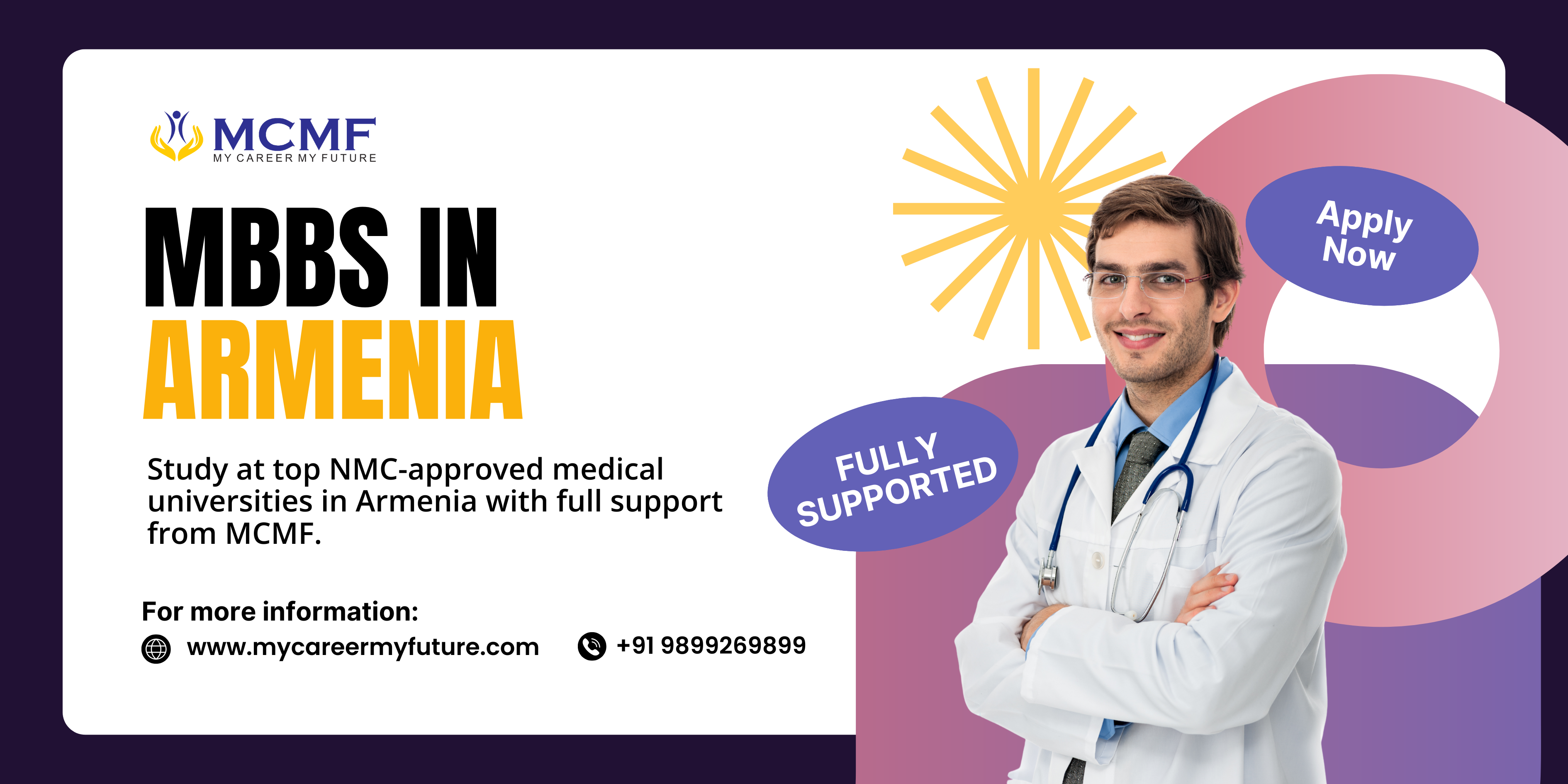 MBBS in Armenia for Indian students – NMC-approved universities, English-medium education, full admission and visa support by MCMF.